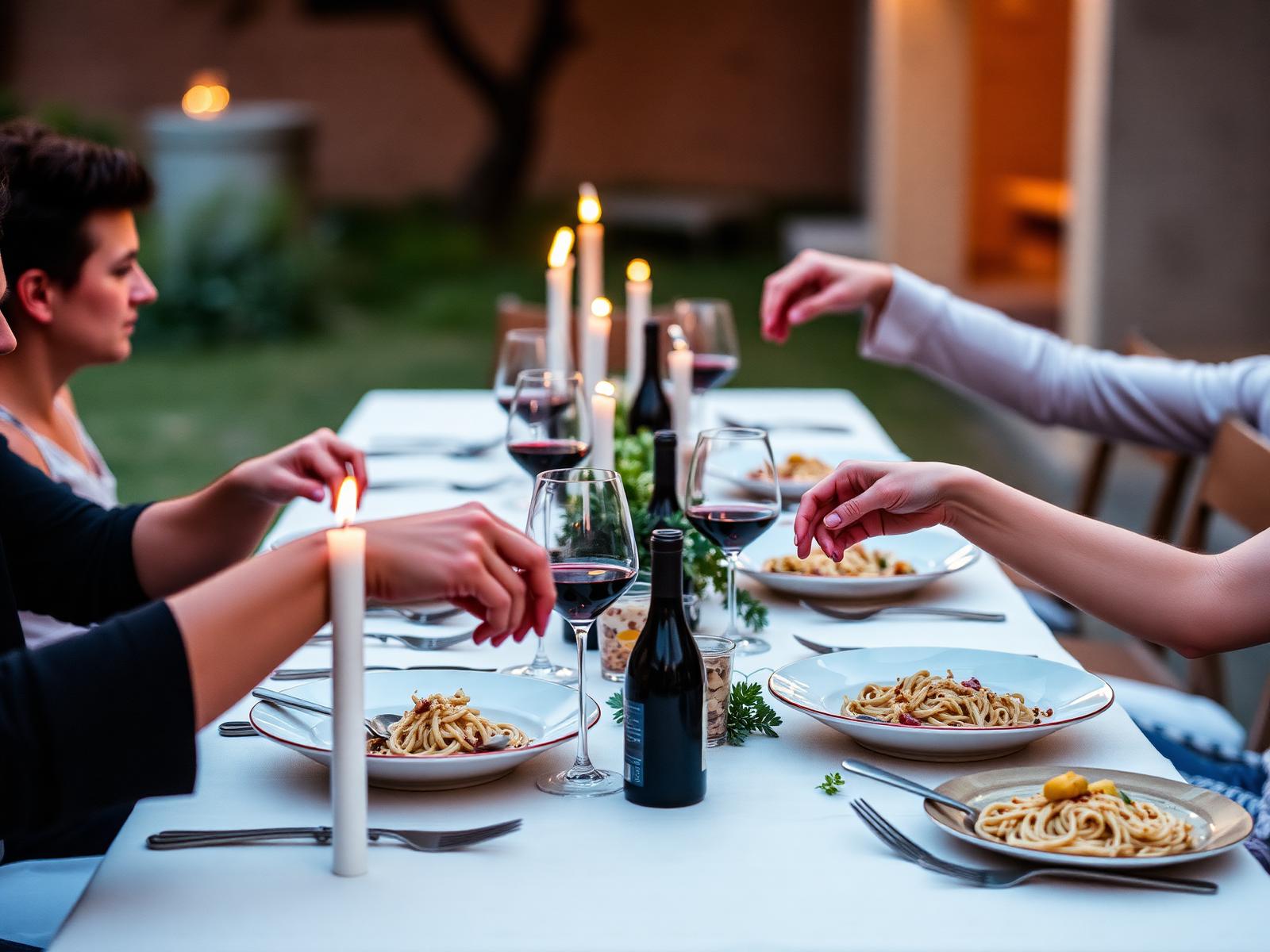 Shared candlelit dinner